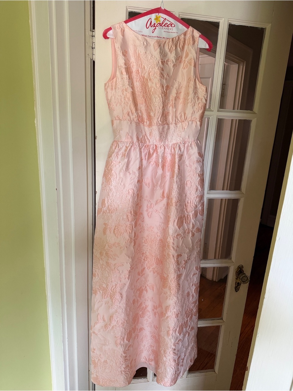 Lulakate “Sabrina” Pink Floral Lace Wedding Dress - garden flora jacquard
